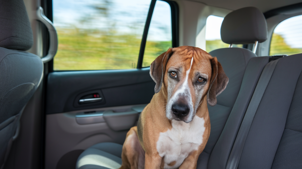 Anxious dog in car